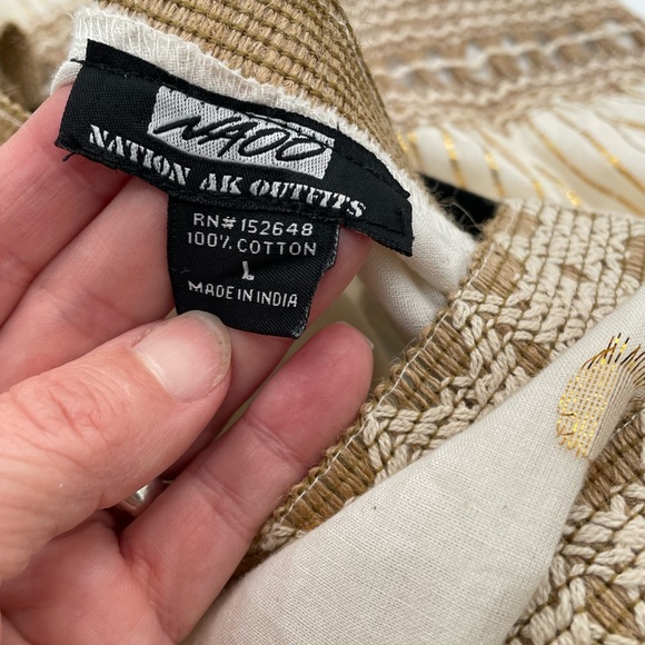 Boho Maxi Dress, size large. Ivory and gold. - Picture 3 of 5